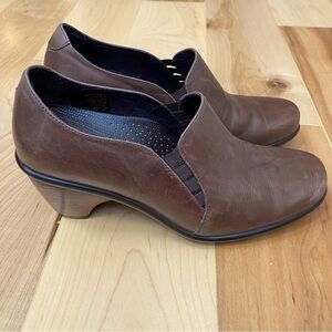 Dansko Kahlua Pull Comfort Leather Clogs Heels Mary Jane Shoes